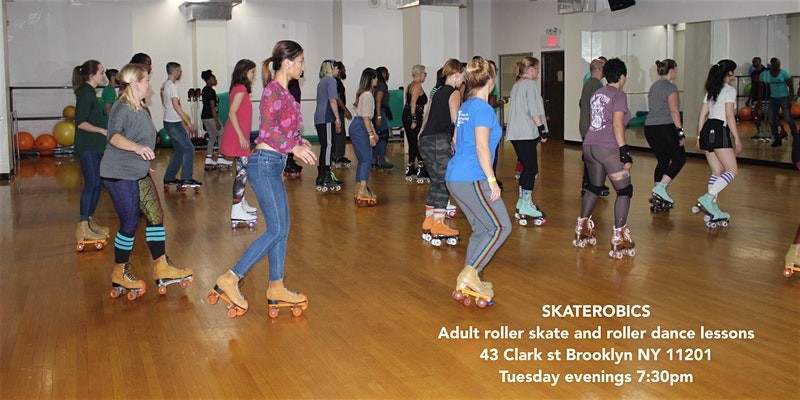 Tuesday's SKATEROBICS Adult Roller Skating classes and workshops.